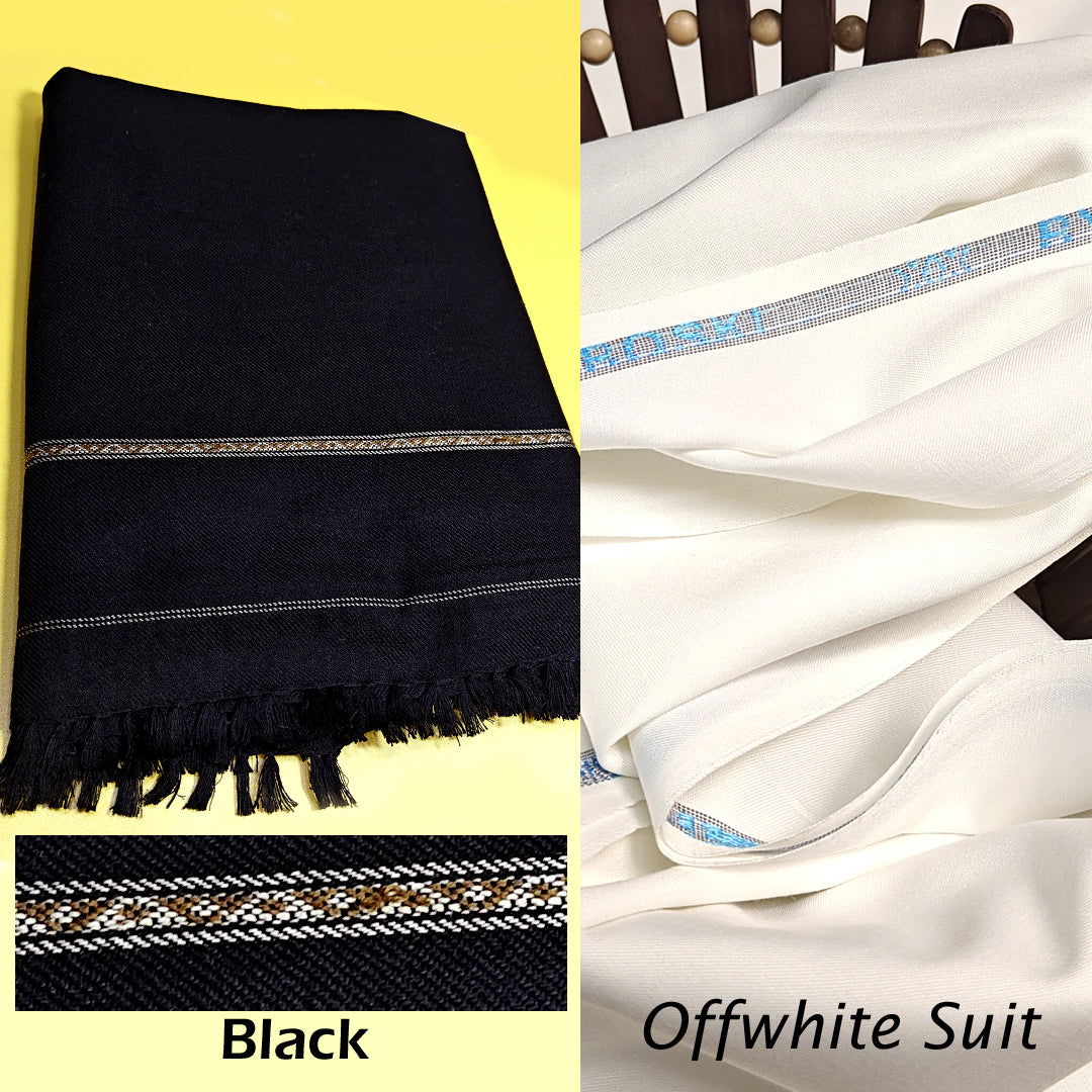 Black Wool Shawl plus Offwhite Suit Fabric