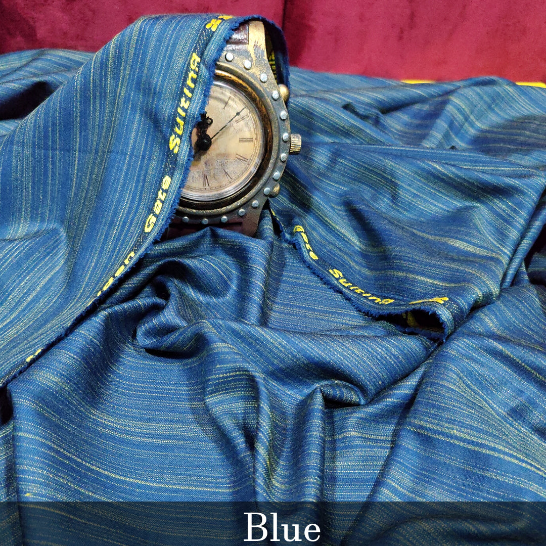 Blue Tropical Slub Lane ! Premium Quality Fabric For Men